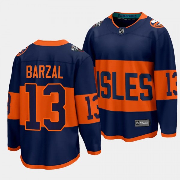 New York Islanders Mathew Barzal 2024 NHL Stadium Series Navy Breakaway Player Jersey Men's