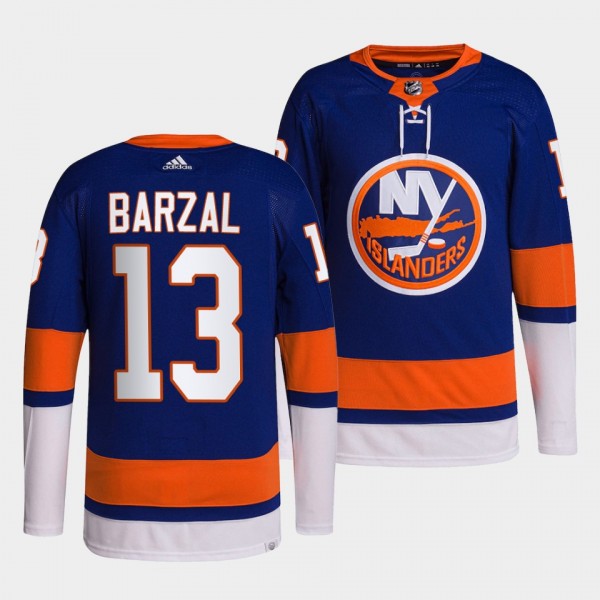 New York Islanders 2022 Home Mathew Barzal #13 Roy...