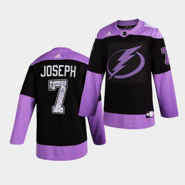 Tampa Bay Lightning Mathieu Joseph HockeyFightsCancer Jersey Purple Authentic