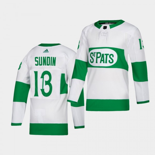 Mats Sundin #13 Maple Leafs 2021 St. Pats Throwback Authentic Green Jersey