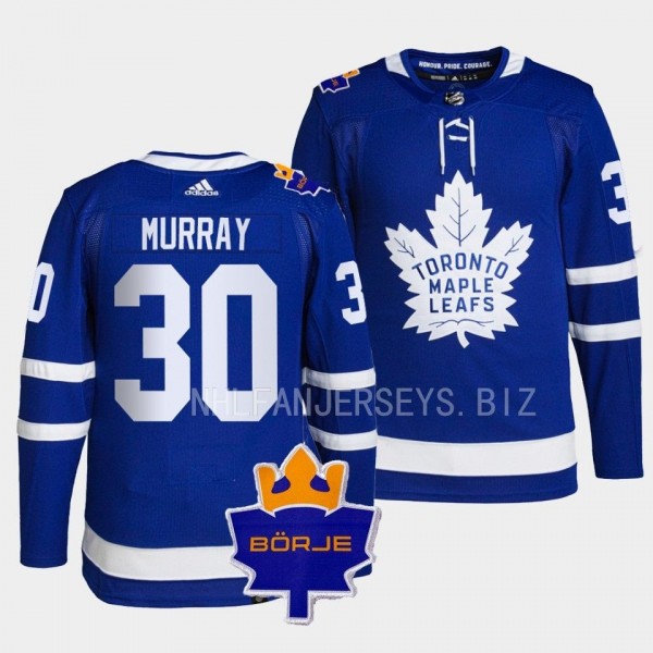 Toronto Maple Leafs 2022 The King Borje Patch Matt Murray #30 Blue Authentic Jersey Men's