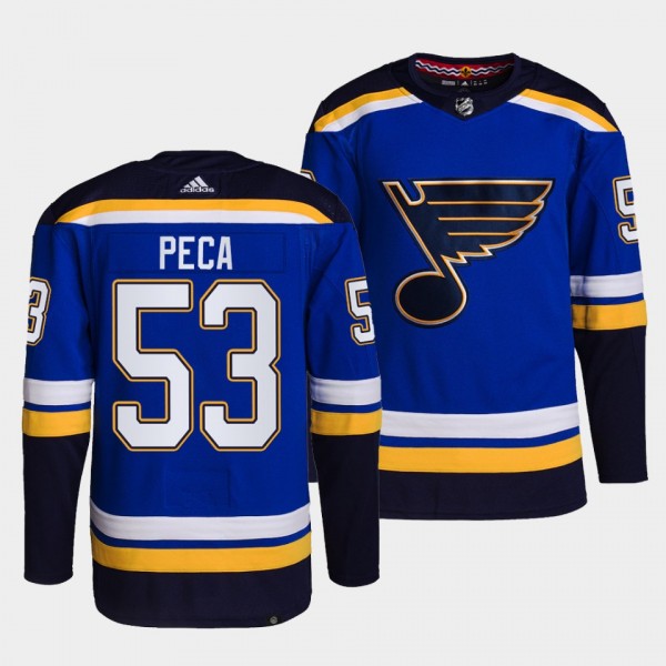Blues Home Matthew Peca #53 Blue Jersey Primegreen...