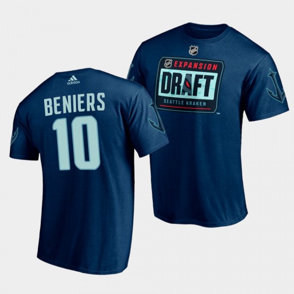 Matty Beniers #10 Seattle Kraken 2021 NHL Draft Logo Navy T-Shirt