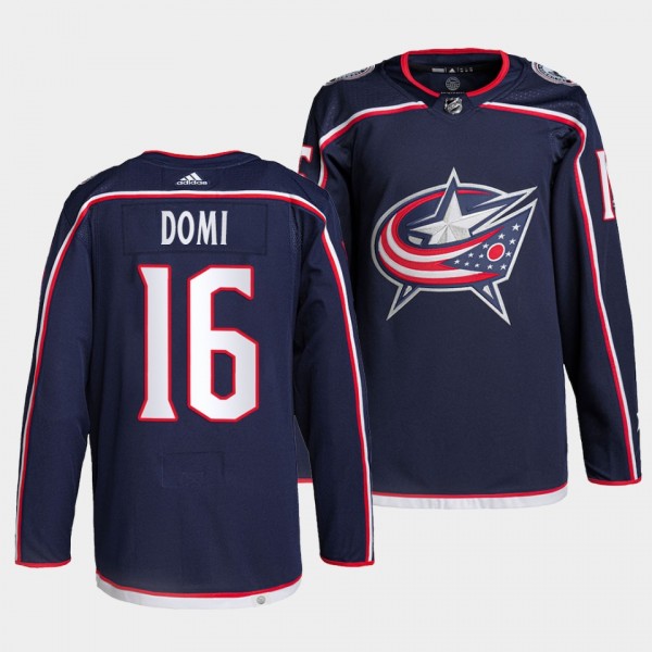 Max Domi #16 Blue Jackets Home Navy Jersey 2021-22...
