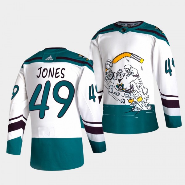 Max Jones #49 Ducks 2021 Reverse Retro White Jersey