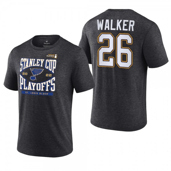 Nathan Walker 2022 Stanley Cup Playoffs Charcoal Blues T-Shirt