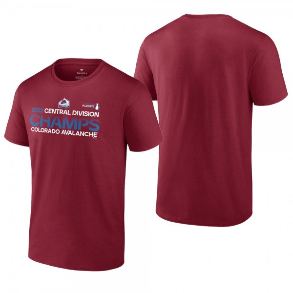 Men Colorado Avalanche 2022 Central Division Champions Burgundy T-Shirt