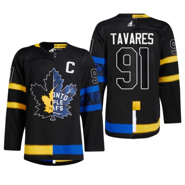 Men Toronto Maple Leafs John Tavares #91 Split Edition Alternate Drew house Black Jersey