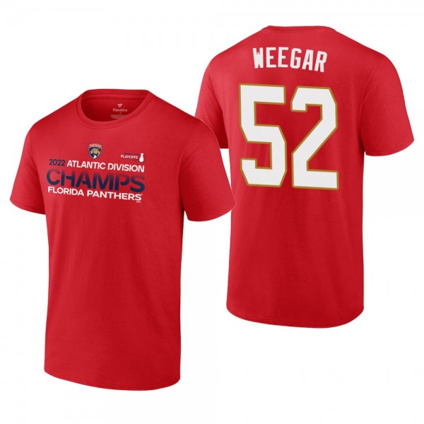 MacKenzie Weegar 2022 Atlantic Division Champions Florida Panthers Red T-Shirt