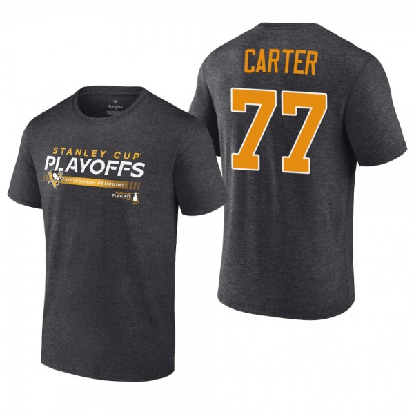 Jeff Carter 2022 Stanley Cup Playoffs Charcoal Penguins T-Shirt