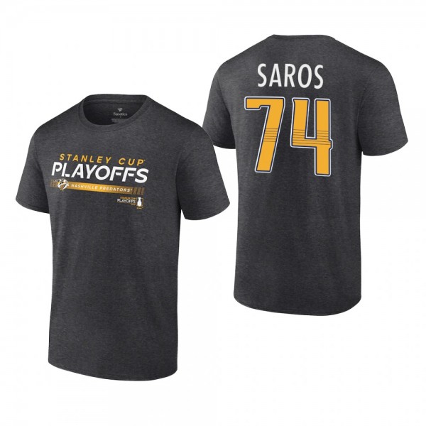 Juuse Saros 2022 Stanley Cup Playoffs Nashville Predators Charcoal T-Shirt
