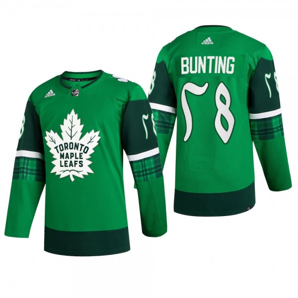 Toronto Maple Leafs Michael Bunting #58 St. Patrick 2022 Green Jersey Warm-Up