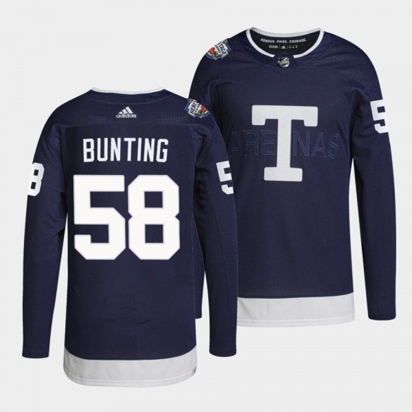 Toronto Maple Leafs 2022 Heritage Classic Michael Bunting #58 Navy Jersey Primegreen Authentic