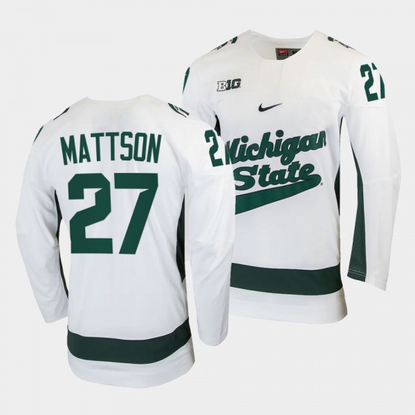 Mitchell Mattson Michigan State Spartans College Hockey White Jersey 27