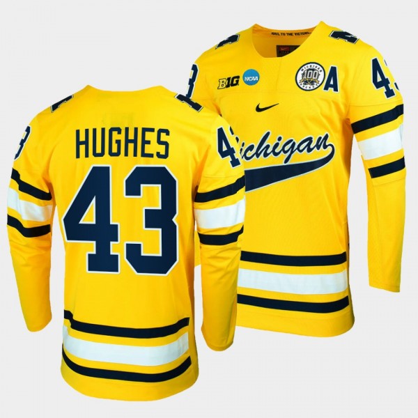 Luke Hughes Michigan Wolverines 2023 NCAA Hockey T...