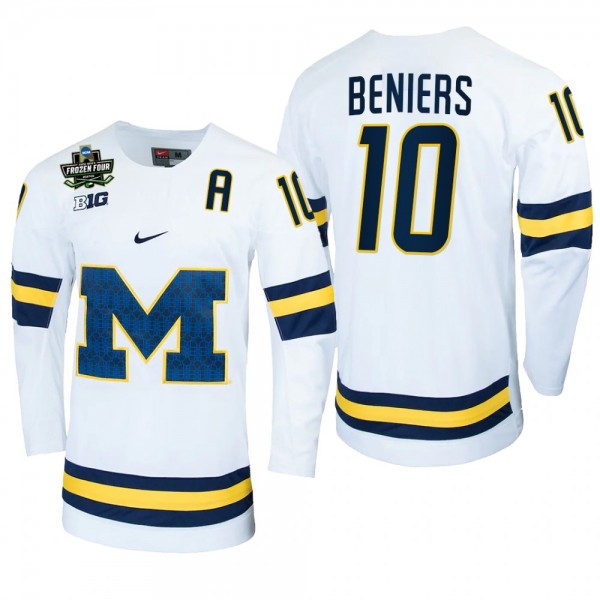 Michigan Wolverines Matty Beniers NCAA Hockey Whit...