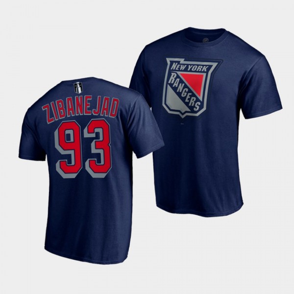 Mika Zibanejad #93 New York Rangers Secondary Logo Special Edition Navy T-Shirt