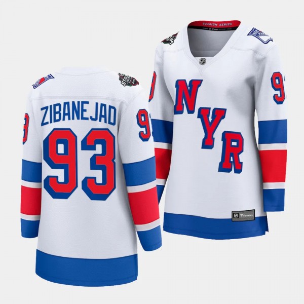 New York Rangers Mika Zibanejad 2024 NHL Stadium Series Breakaway Player Women White Jersey