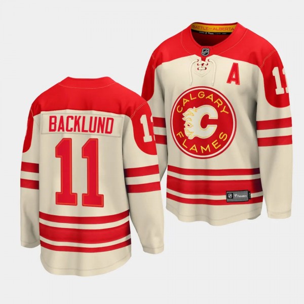 Calgary Flames Mikael Backlund 2023 NHL Heritage Classic Cream Premier Breakaway Player Jersey Men's