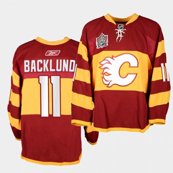 Mikael Backlund #11 Calgary Flames Heritage Classic Red Warm-Up Jersey