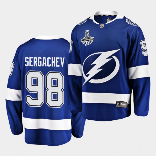 Tampa Bay Lightning Mikhail Sergachev 2020 Stanley Cup Champions Home Blue Men Jersey