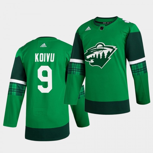 Mikko Koivu Wild 2020 St. Patrick's Day Green Authentic Player Jersey