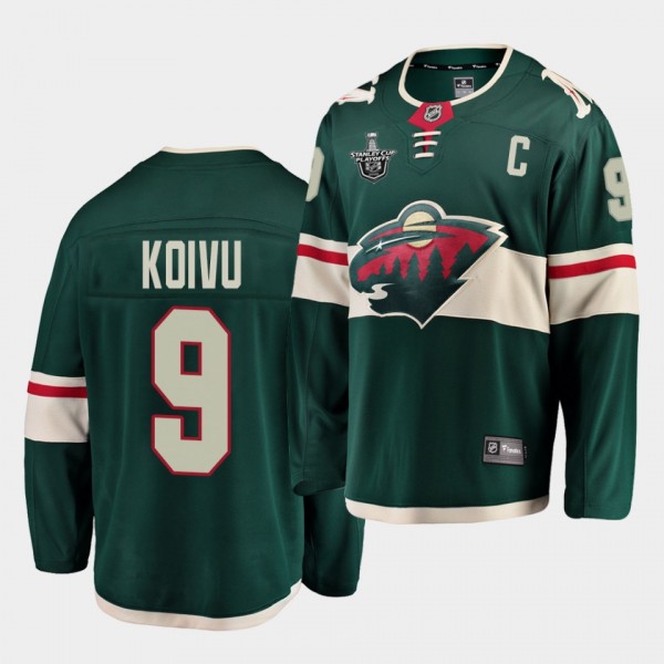 Mikko Koivu #9 Wild 2020 Stanley Cup Playoffs Gree...