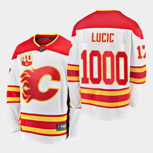 Milan Lucic Calgary Flames 2021 1000 GP Milestone White Men Jersey