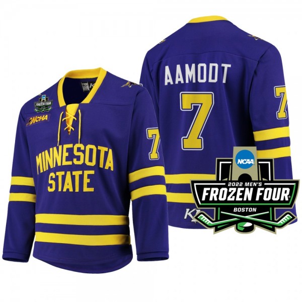 Minnesota State Mavericks Wyatt Aamodt Hockey Purple Hockey Jersey