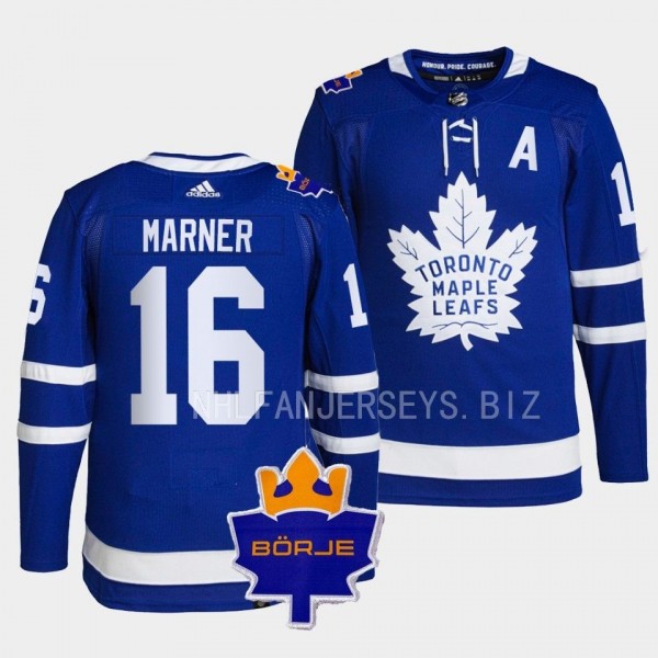 Toronto Maple Leafs 2022 The King Borje Patch Mitch Marner #16 Blue Authentic Jersey Men's