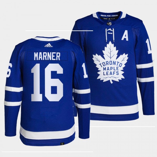 Mitch Marner #16 Maple Leafs Home Blue Jersey 2021-22 Primegreen Authentic