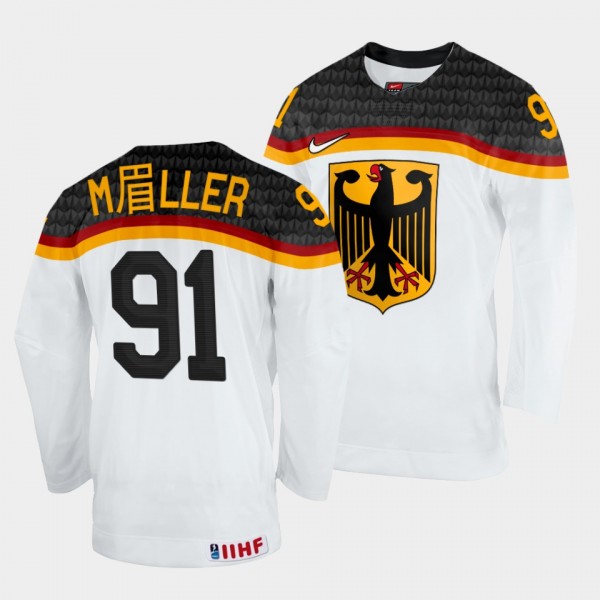 Germany 2022 IIHF World Championship Moritz Muller #91 White Jersey Home