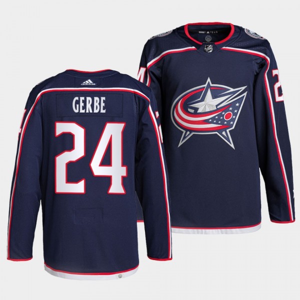 Nathan Gerbe #24 Blue Jackets Home Navy Jersey 202...