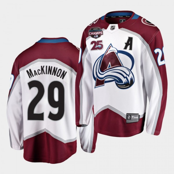 Avalanche Nathan Mackinnon 2021 West Division Champions White Jersey