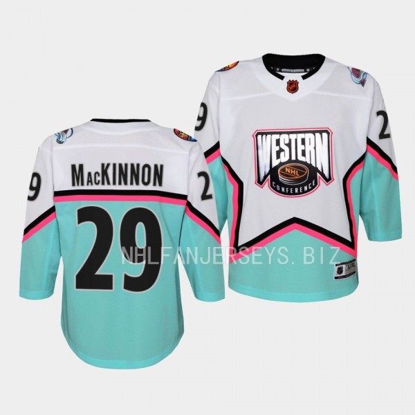 Colorado Avalanche #29 Nathan MacKinnon 2023 NHL All-Star Western Conference Premier White Youth Jersey