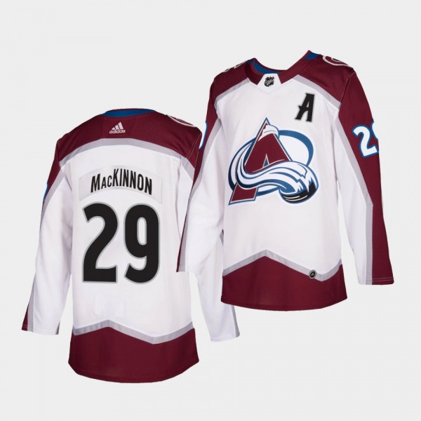 Nathan MacKinnon #29 Avalanche 2021 Authentic Away White Jersey