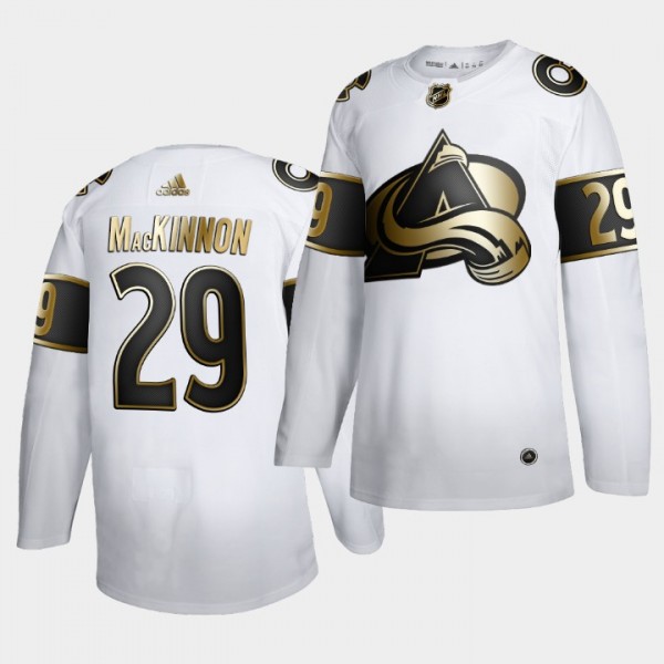 Nathan MacKinnon #29 Avalanche Golden Edition White Authentic Jersey