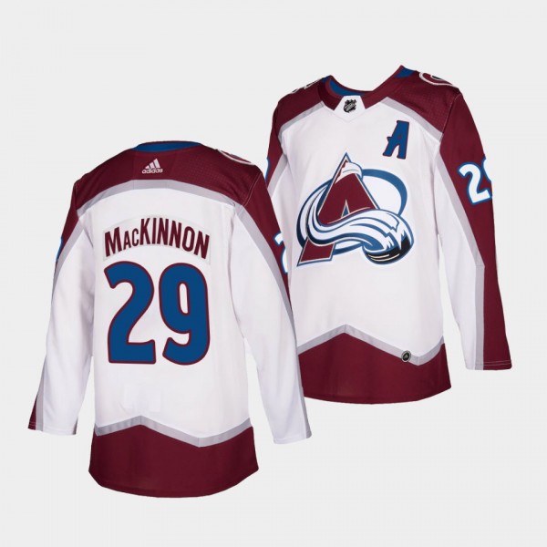 Nathan MacKinnon #29 Avalanche 2021-22 Road Authentic White Jersey