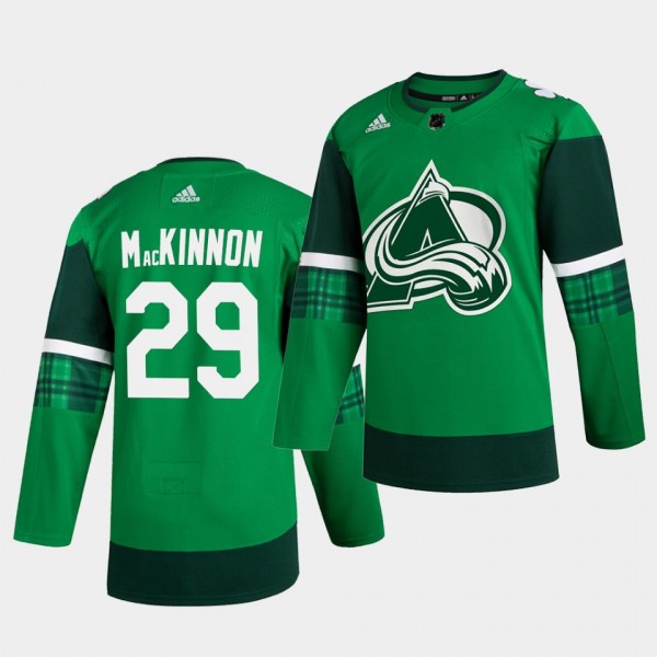 Nathan MacKinnon #29 Avalanche 2020 St. Patrick's Day Authentic Player Green Jersey Men's