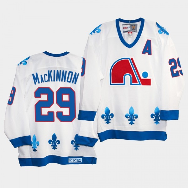 Nathan Mackinnon Quebec Nordiques Vintage Heritage White Replica Jersey