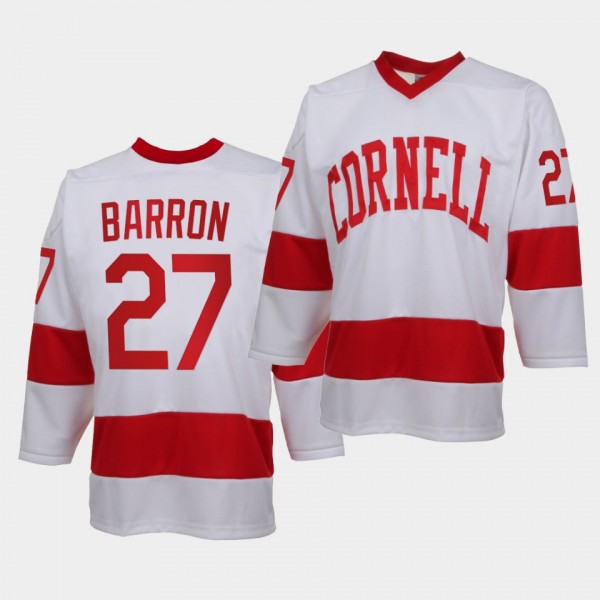NCAA Morgan Barron Cornell Big Red White College Hockey Replica Jersey
