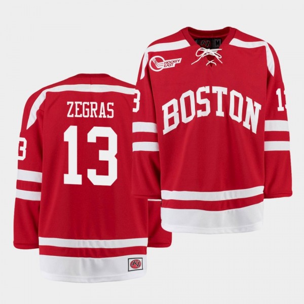Trevor Zegras Boston University Red College Hockey Home Jersey