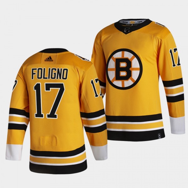 Nick Foligno #17 Bruins 2021 Reverse Retro Gold Jersey