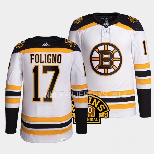 Boston Bruins 2023-24 100th Centennial Nick Foligno #17 White Authentic Pro Jersey Men's