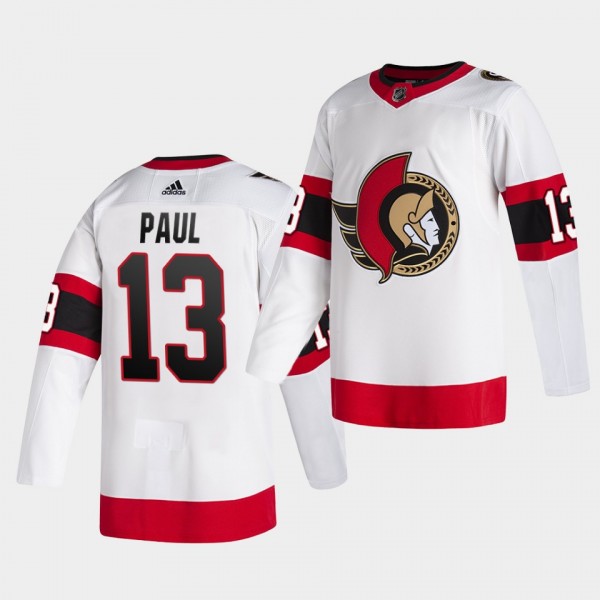 Nick Paul #13 Senators 2020-21 Away Authentic Whit...