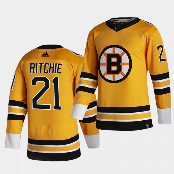 Boston Bruins 2021 Reverse Retro Nick Ritchie Gold...