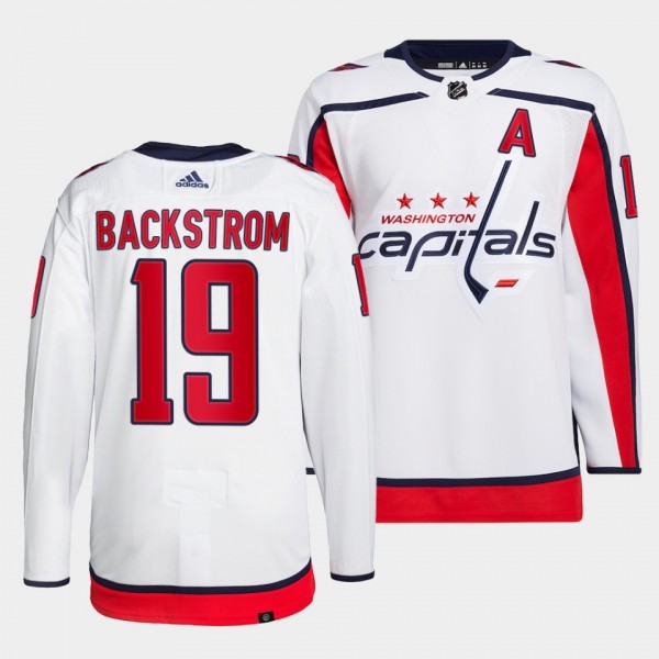 Nicklas Backstrom #19 Capitals Away White Jersey 2021-22 Primegreen Authentic Pro