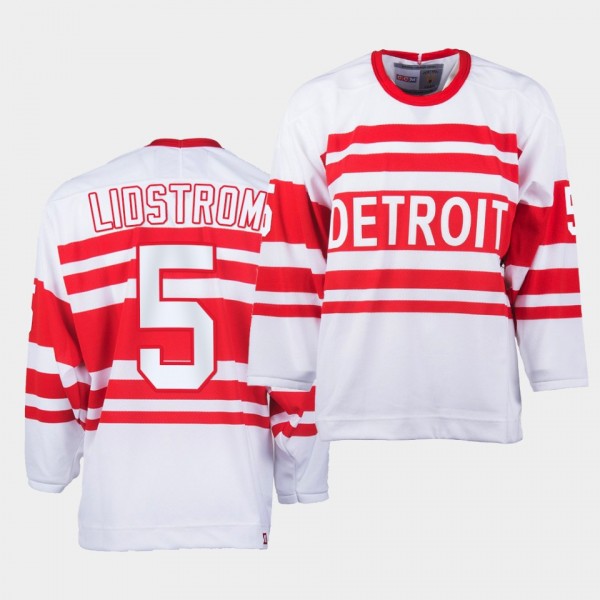 Nicklas Lidstrom #5 Detroit Red Wings Retro Vintage White Jersey