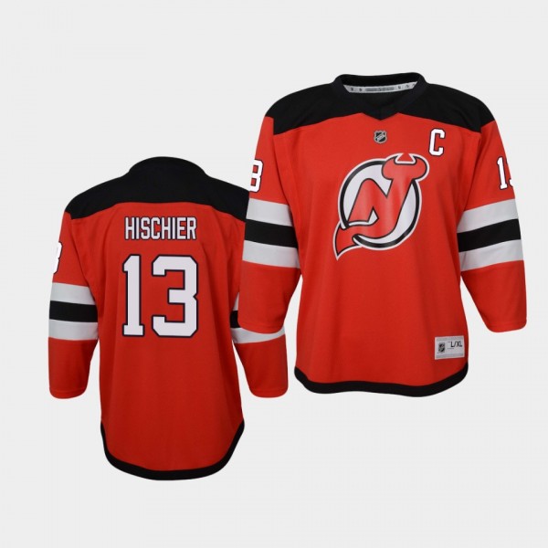Nico Hischier Youth Jersey Devils Home Red 2021 Captain Jersey