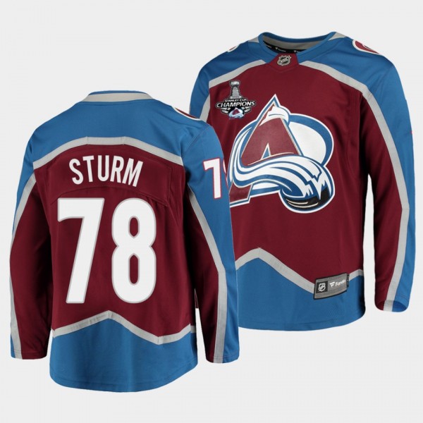 2022 Stanley Cup Champions Colorado Avalanche 78 Nico Sturm Burgundy Jersey Home